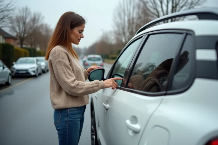 Femme réinitialisant le système de surveillance de pression des pneus depuis le tableau de bord d'une Citroën C5